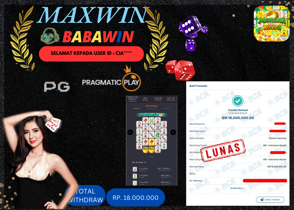 BABAWIN JACKPOT SLOT MAHJONG WAYS 2 Rp. 18.000.000,- LUNAS