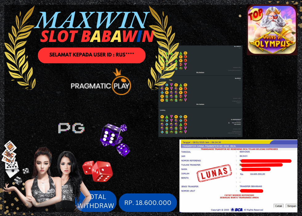 BABAWIN JACKPOT SLOT GATES OF OLYMPUS Rp. 18.600.000,- LUNAS