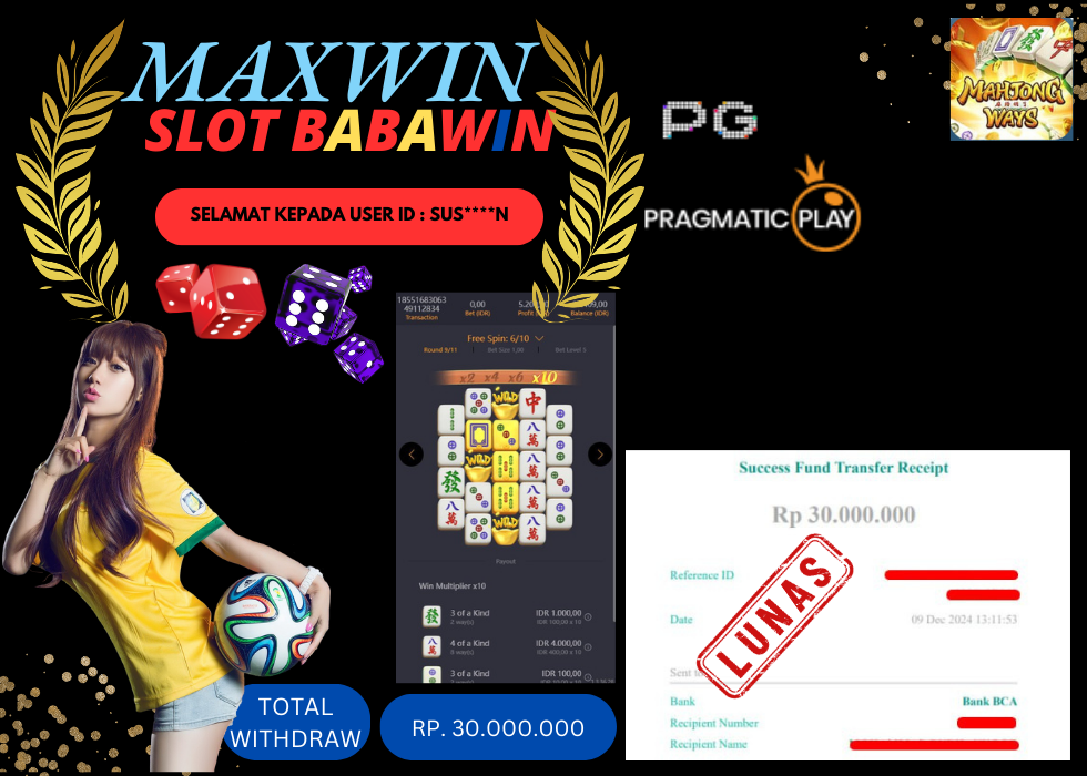 BABAWIN JACKPOT SLOT MAHJONG WAYS Rp. 30.000.000,- LUNAS