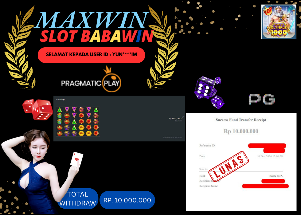 BABAWIN JACKPOT SLOT GATES OF OLYMPUS 1000 Rp. 10.000.000,- LUNAS