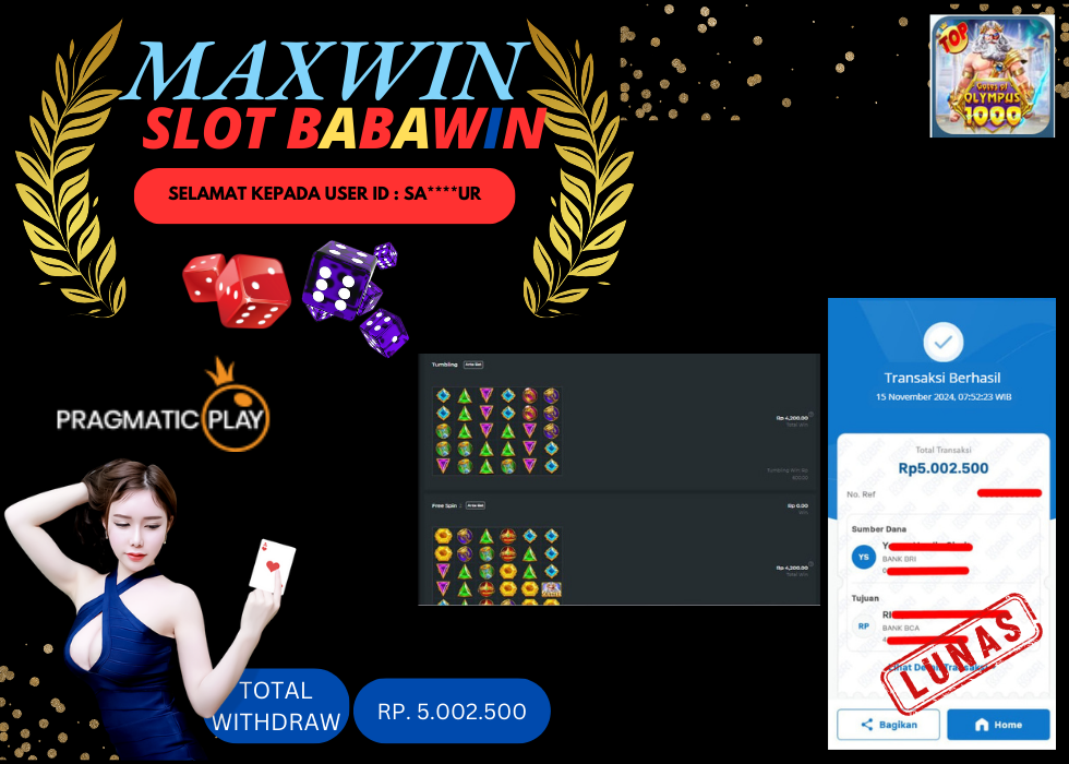 BABAWIN JACKPOT SLOT GATES OF OLYMPUS 1000 Rp.5.002.500,- LUNAS