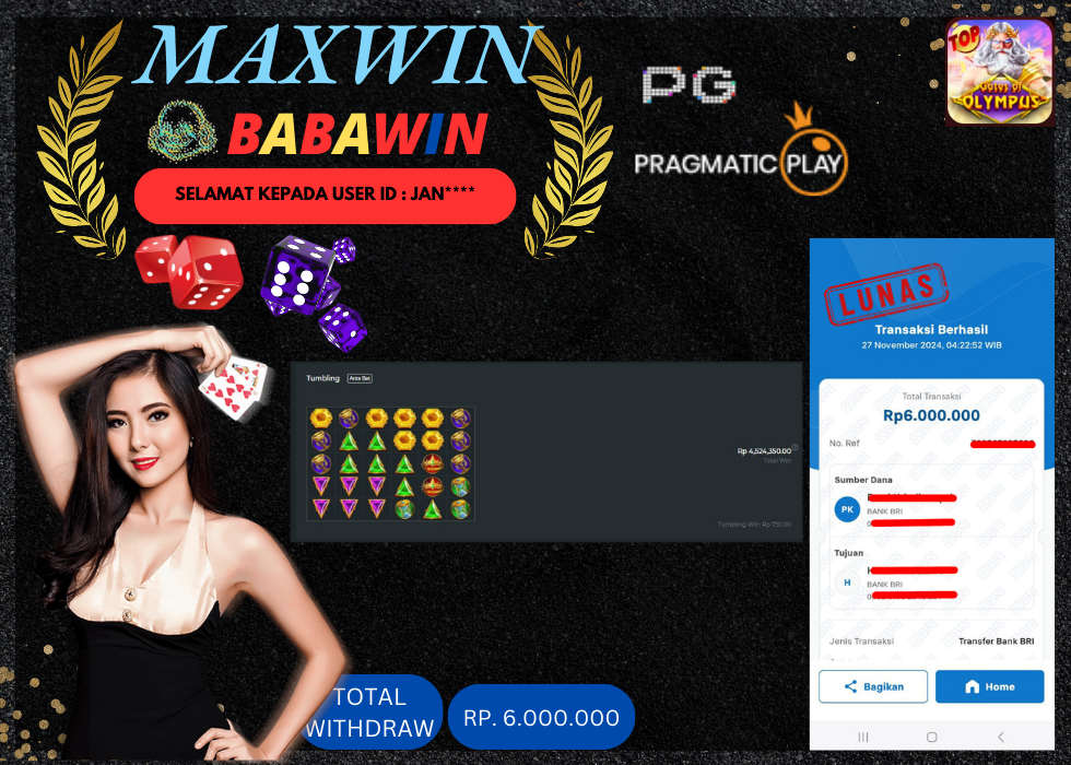 BABAWIN JACKPOT SLOT GATES OF OLYMPUS Rp.6.000.000,- LUNAS