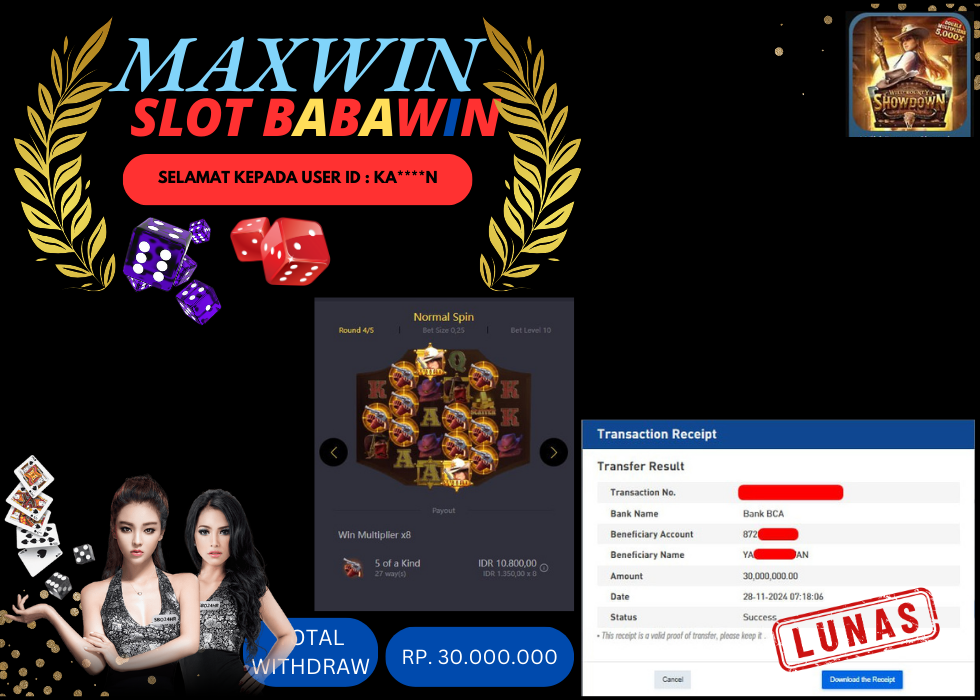 BABAWIN JACKPOT SLOT WILD BOUNTY SHOWDOWN Rp.30.000.000,- LUNAS